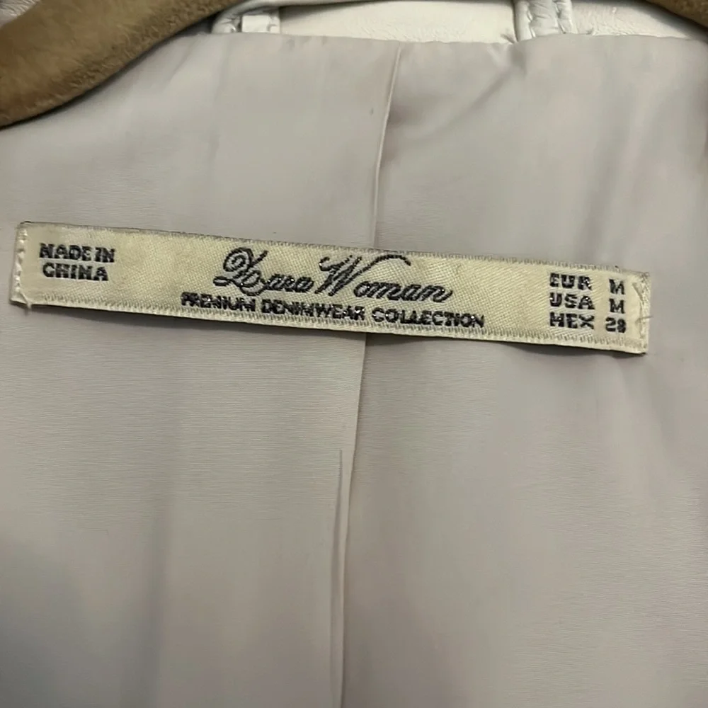 Zara Cream Studded Lambskin Moto Jacket EUC Size Medium - Picture 2 of 5